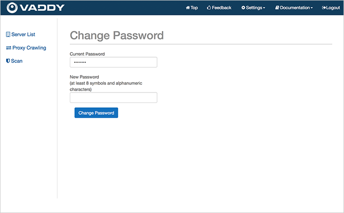 The "Change Password" screen