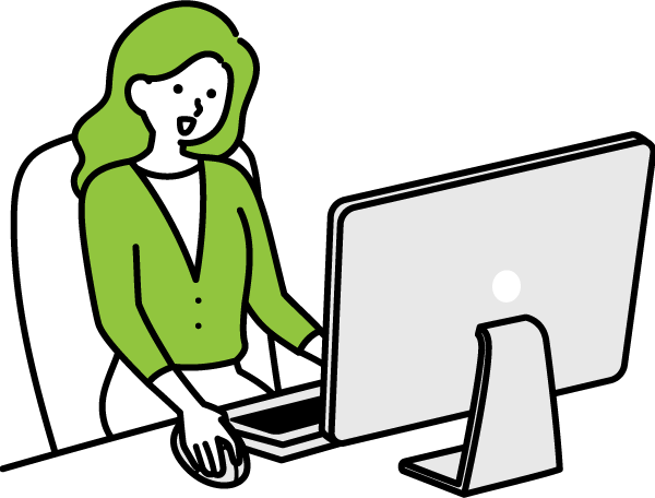 PCに向かう女性の図